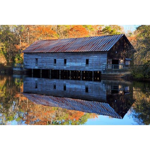 Georgia-Covered bridge and grist mill in the fall